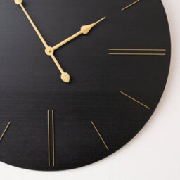 Melody Maison Large Black Wooden Grain & Gold Detailed Wall Clock - 70Cm X 70Cm - thumbnail 3