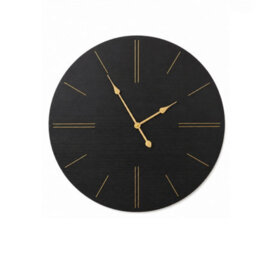 Melody Maison Large Black Wooden Grain & Gold Detailed Wall Clock - 70Cm X 70Cm - thumbnail 6