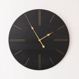 Melody Maison Large Black Wooden Grain & Gold Detailed Wall Clock - 70Cm X 70Cm - thumbnail 1