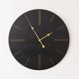 Melody Maison Large Black Wooden Grain & Gold Detailed Wall Clock - 70Cm X 70Cm