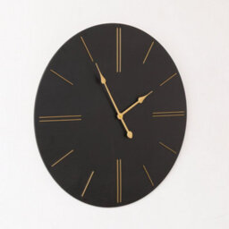 Melody Maison Large Black Wooden Grain & Gold Detailed Wall Clock - 70Cm X 70Cm - thumbnail 4