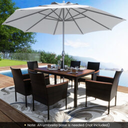 Costway 7 Pieces Pe Rattan Outdoor Patio Dining Set With 6 Stackable Chairs - thumbnail 6