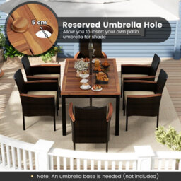Costway 7 Pieces Pe Rattan Outdoor Patio Dining Set With 6 Stackable Chairs - thumbnail 9