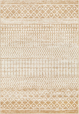 Livabliss Elaziz-Geometric Cream Taupe Brown Global Living Dining Bedroom Rug 120 X 170 Cm Easy Care, Non Shedding - image 1