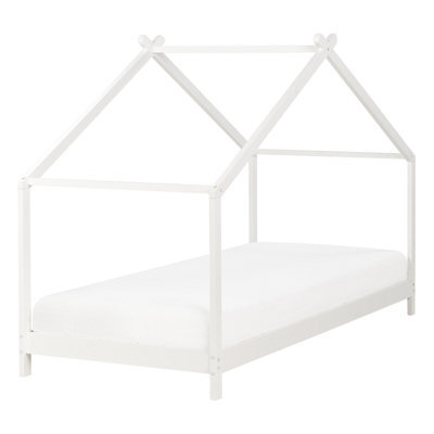 Beliani Kids Bed House Pine Wood Orlu 90 X 200 Cm (Eu Single) White - image 1