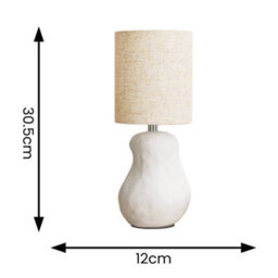 Valuelights Mae Natural Linen Shade White Abstract Sandblast Ceramic Table Lamp And Led Bulb - thumbnail 4