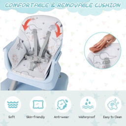Costway 6-In-1 Baby High Chair Convertible Infant Feeding Chair-Grey - thumbnail 4