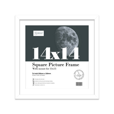 "14X14"" White Picture Frame - 14X14"" Square Frame With 13X13"" Mount For 14X14""/13X13"" Pictures Moderrn Style Thin Edge, 1 Pack" - image 1