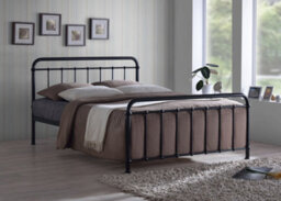 Save On Goods UK 4Ft6 Double Black Tubular Steel Metal Retro Victorian Bed Frame Bedstead - thumbnail 1