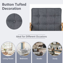 Gainoom Upholstered Armchair Modern Accent Chair Rubber Wood Armrests Grey - thumbnail 9