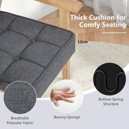 Gainoom Upholstered Armchair Modern Accent Chair Rubber Wood Armrests Grey - thumbnail 8