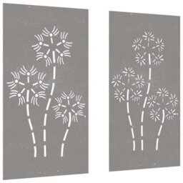 Walplus Garden Wall Decorations 2Pcs 105X55Cm Corten Steel Flower Design - thumbnail 3