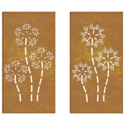 Walplus Garden Wall Decorations 2Pcs 105X55Cm Corten Steel Flower Design - thumbnail 5