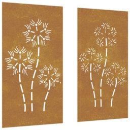 Walplus Garden Wall Decorations 2Pcs 105X55Cm Corten Steel Flower Design - thumbnail 2