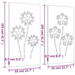 Walplus Garden Wall Decorations 2Pcs 105X55Cm Corten Steel Flower Design - thumbnail 8