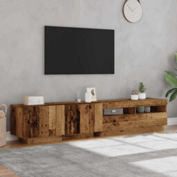 Berkfield Durable Tv Cabinet With Led Lights Old Wood 200X35X40 Cm Engineered Wood - thumbnail 4