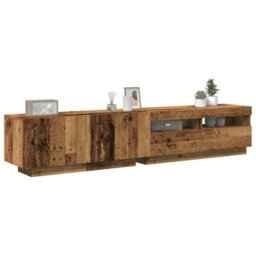 Berkfield Durable Tv Cabinet With Led Lights Old Wood 200X35X40 Cm Engineered Wood - thumbnail 2