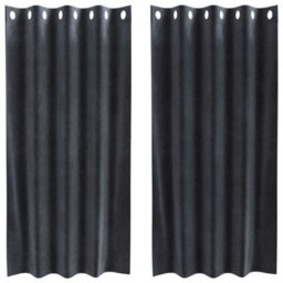 Berkfield Modern Blackout Curtains With Eyelets 2 Pcs Dark Grey Velvet