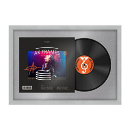"AK Frames 25X17"" Light Grey Classic Vinyl Record Frame With Mid Grey Mount For 12 Inch Lp Cover & Disc - Overlapped Design"