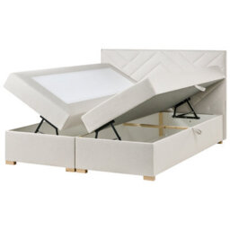 Beliani Divan Bed With Storage Fabric Esquire 180 X 200 Cm (Eu Super King) Off-White - thumbnail 5