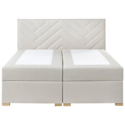 Beliani Divan Bed With Storage Fabric Esquire 180 X 200 Cm (Eu Super King) Off-White - thumbnail 6