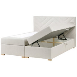 Beliani Divan Bed With Storage Fabric Esquire 180 X 200 Cm (Eu Super King) Off-White - thumbnail 4