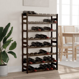 Berkfield Wine Rack For 56 Bottles Black Solid Wood Pine - thumbnail 1
