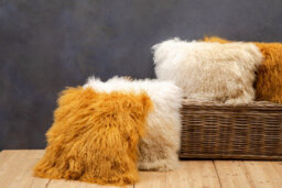 Orsina Bosie Mongolian Fur Natural Ombre Square Cushion - thumbnail 3