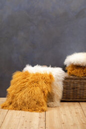 Orsina Bosie Mongolian Fur Natural Ombre Square Cushion - thumbnail 4