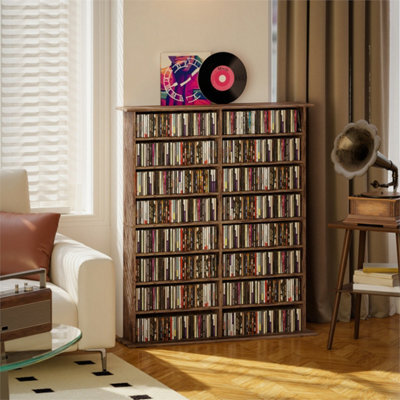Brown Blu-Ray Storage Tower With 12 Adjustable Shelves - image 1