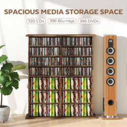 Brown Blu-Ray Storage Tower With 12 Adjustable Shelves - thumbnail 4