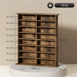 Brown Blu-Ray Storage Tower With 12 Adjustable Shelves - thumbnail 2