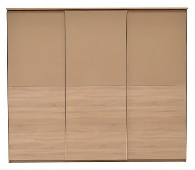 Arte Cremona 3 Sliding Door Wardrobe  In Cappuccino Gloss & Sonoma Oak - W2700mm H2320mm D680mm, Spacious And Functional - image 1