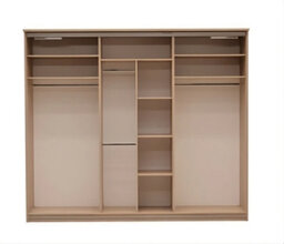 Arte Cremona 3 Sliding Door Wardrobe  In Cappuccino Gloss & Sonoma Oak - W2700mm H2320mm D680mm, Spacious And Functional - thumbnail 2