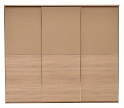 Arte Cremona 3 Sliding Door Wardrobe  In Cappuccino Gloss & Sonoma Oak - W2700mm H2320mm D680mm, Spacious And Functional - thumbnail 1