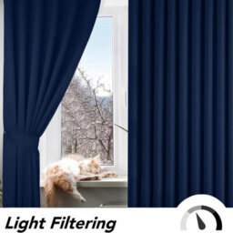Oxford Homeware Plain Navy 230Gsm Blackout Curtain Thermal Insulated Eyelet For Living Room Curtain Pair (W)168Cm X (L)228Cm - thumbnail 7