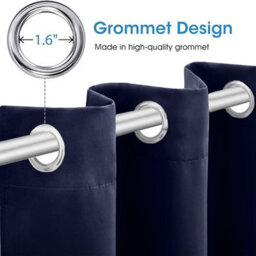 Oxford Homeware Plain Navy 230Gsm Blackout Curtain Thermal Insulated Eyelet For Living Room Curtain Pair (W)168Cm X (L)228Cm - thumbnail 5