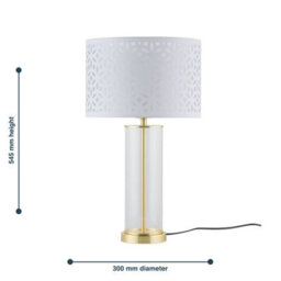 First Choice Lighting Set Of 2 Aura - Satin Brass Lamps With White Cut Out Shades - thumbnail 9