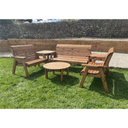 Marlborough Wooden Seven Seater Windsor Deluxe Set With Round Coffee Table - thumbnail 3