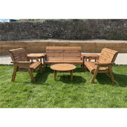 Marlborough Wooden Seven Seater Windsor Deluxe Set With Round Coffee Table - thumbnail 2