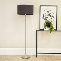 Valuelights Maggie Brushed Chrome Candlestick Floor Lamp With Charcoal Shade With Led Bulb - thumbnail 4