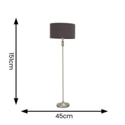 Valuelights Maggie Brushed Chrome Candlestick Floor Lamp With Charcoal Shade With Led Bulb - thumbnail 5
