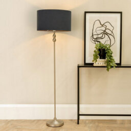 Valuelights Maggie Brushed Chrome Candlestick Floor Lamp With Charcoal Shade With Led Bulb - thumbnail 1
