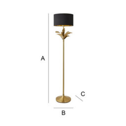 Valuelights Christina Black With Metallic Gold Drum Shade Gold Palm Leaf Floor Lamp And Bulb - thumbnail 6