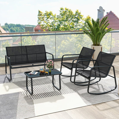 Costway 4 Piece Patio Rocking Set Outdoor Rocker Chair Conversation Set - image 1