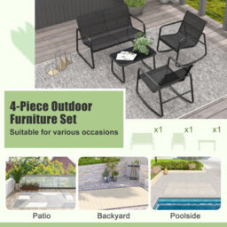 Costway 4 Piece Patio Rocking Set Outdoor Rocker Chair Conversation Set - thumbnail 8