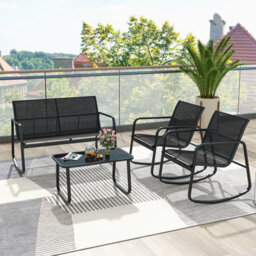 Costway 4 Piece Patio Rocking Set Outdoor Rocker Chair Conversation Set - thumbnail 1
