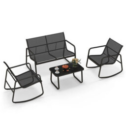 Costway 4 Piece Patio Rocking Set Outdoor Rocker Chair Conversation Set - thumbnail 2