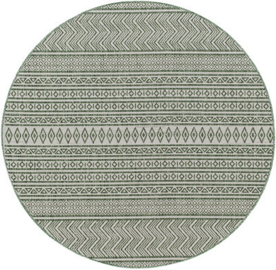 Livabliss Round Eagean-Global Green Ivory Off-White In- & Outdoor Rug 160 X 160 Cm Easy Care, Non Shedding - image 1