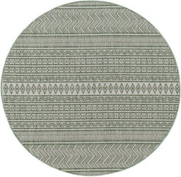 Livabliss Round Eagean-Global Green Ivory Off-White In- & Outdoor Rug 160 X 160 Cm Easy Care, Non Shedding - thumbnail 1